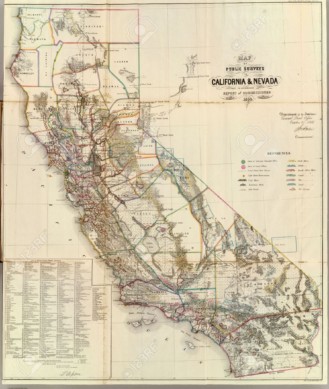 California Vintage Map Stock Photo, Picture And Royalty Free Image - Vintage California Map