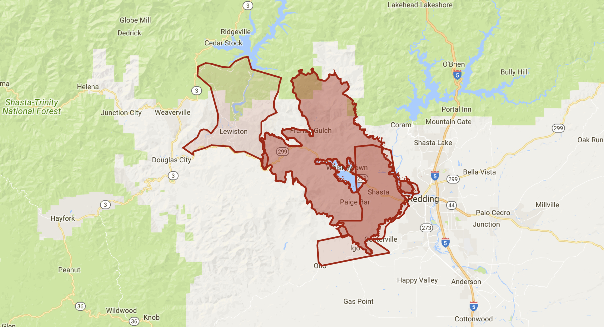 California Wildfires: Carr Fire | Worldaware - Ono California Map