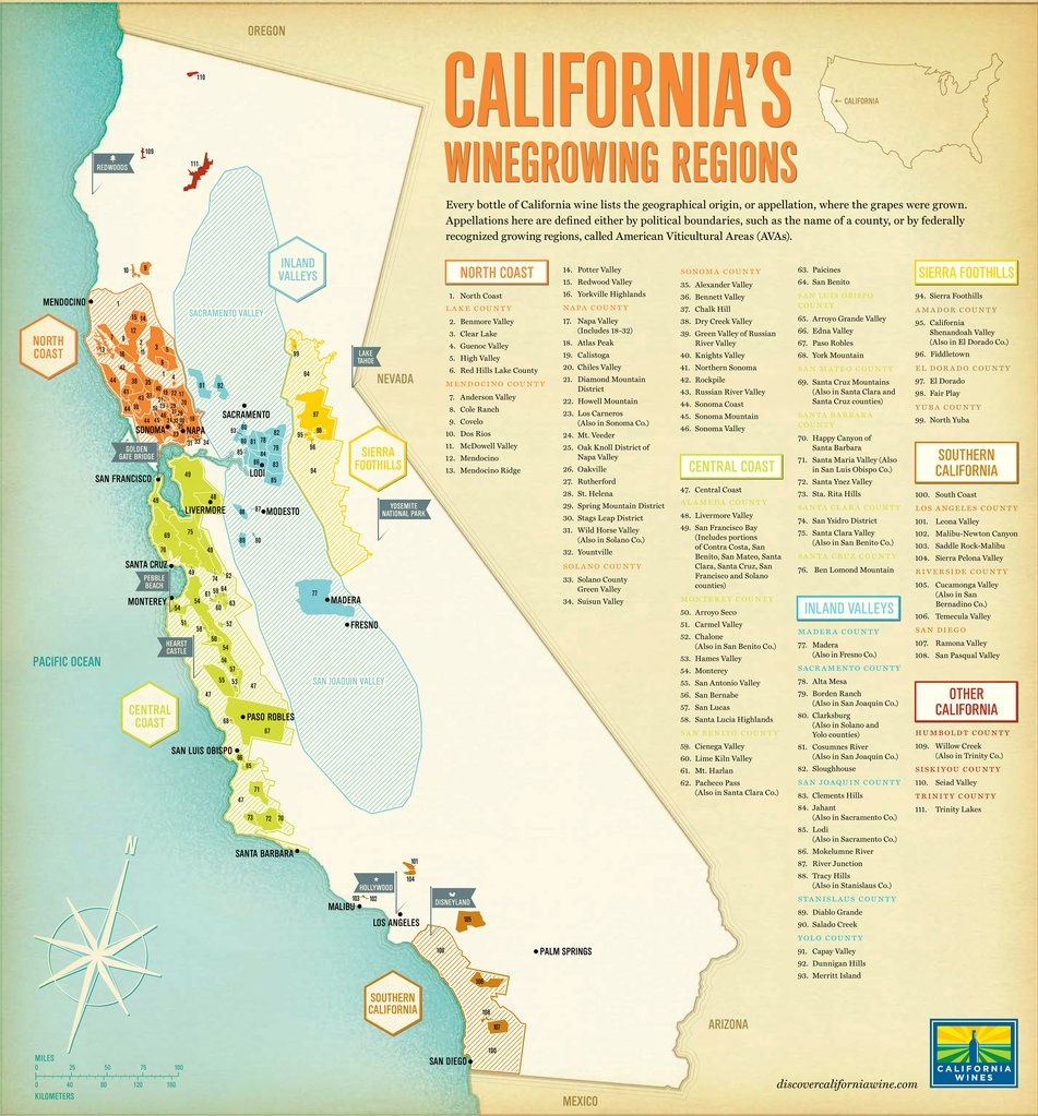California Wine Regions - Maplets - California Wine Map