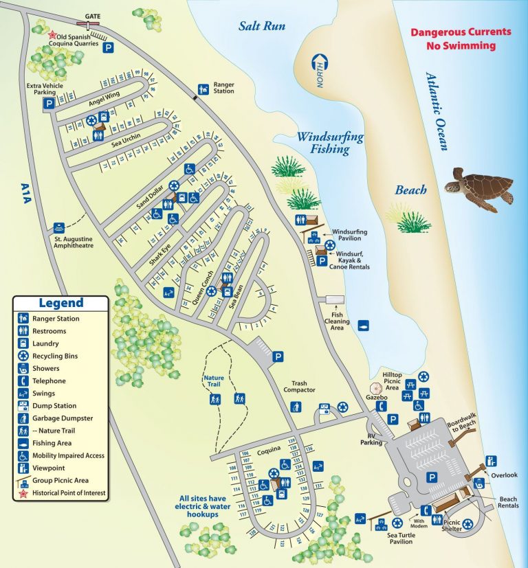 Campground Map Anastasia State Park Florida Florida Rv Campgrounds Map Printable Maps 1192