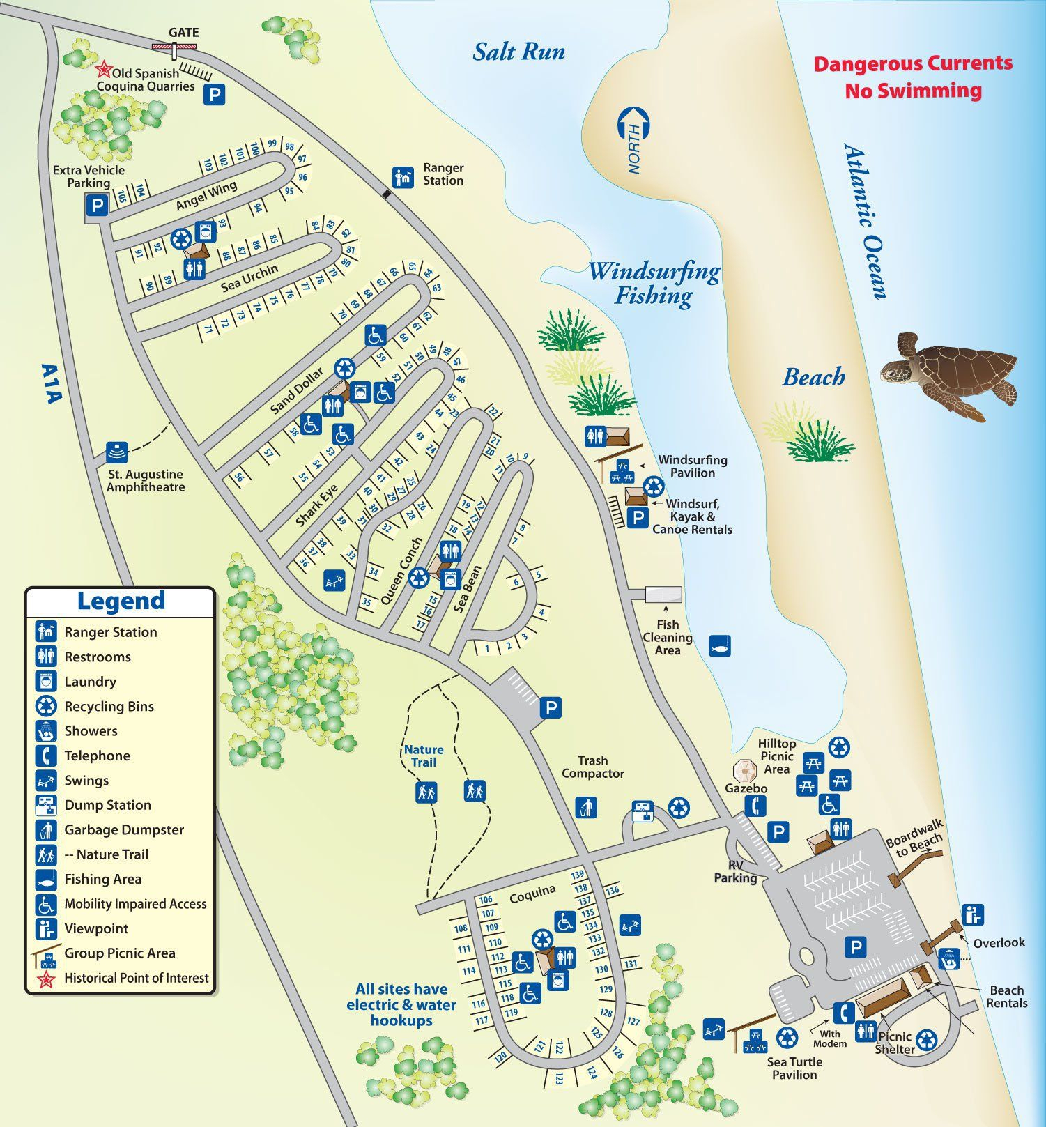 Campground Map Anastasia State Park | Florida - Rv Dealers In Florida Map
