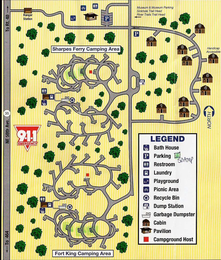 Campground Map - Silver River State Park - Ocala - Florida - Florida State Park Campgrounds Map