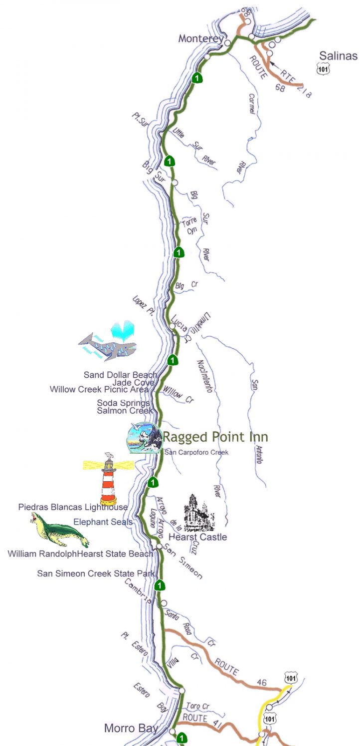 Camping California Coast Map Klipy Camping Central California Coast