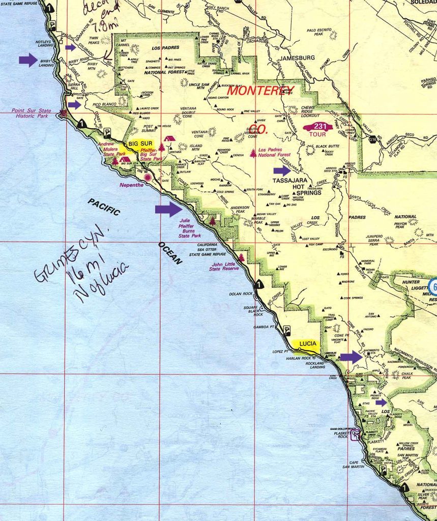 Camping California Coast Map