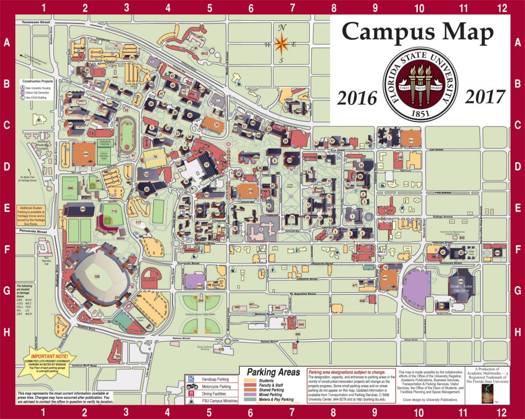 Campus Map | Fsu Online Visitor's Guide - Florida State University Map ...