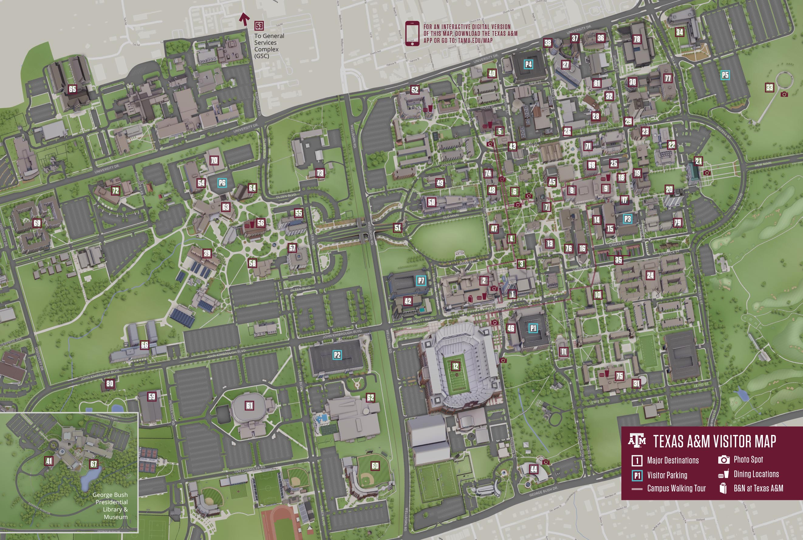 Campus Map | Texas A&amp;amp;m University Visitor Guide - Texas A&amp;amp;m Map
