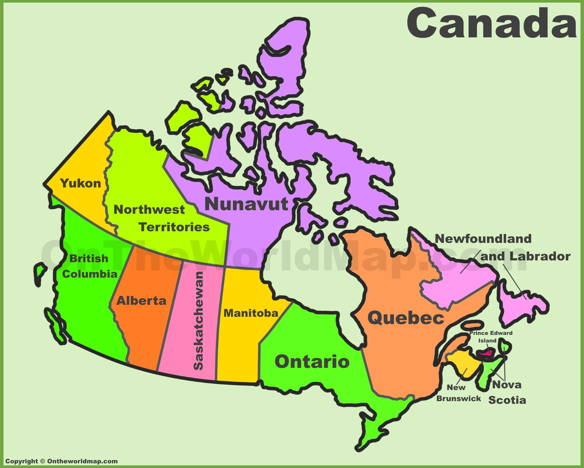 Canada Provinces And Territories Map | List Of Canada Provinces And - Large Printable Map Of Canada