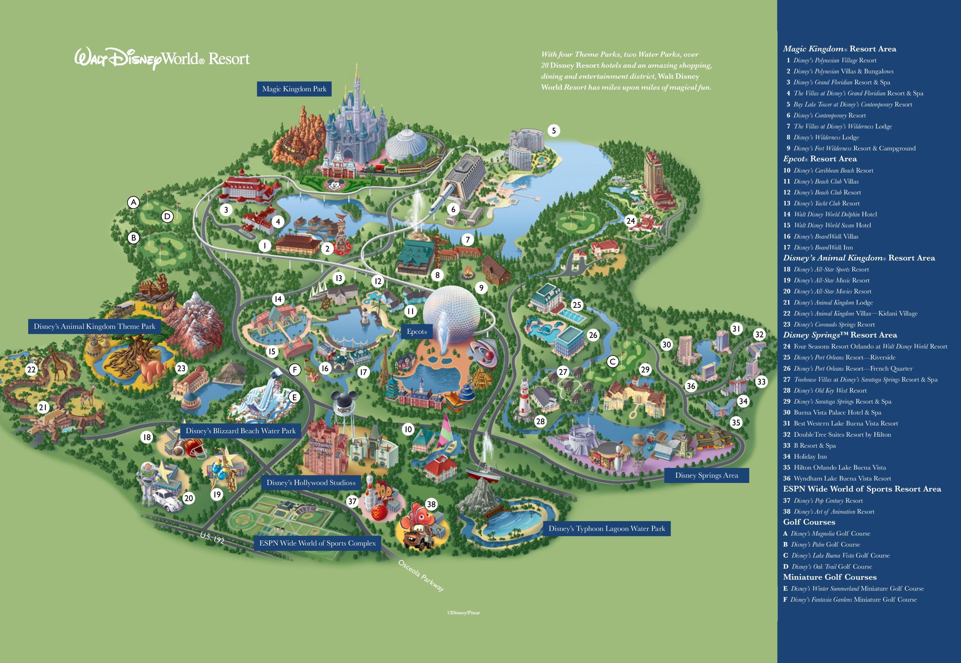 Carte De Disney World Resorts - Disney Resort Carte D&amp;#039;orlando - Disney Resorts Florida Map