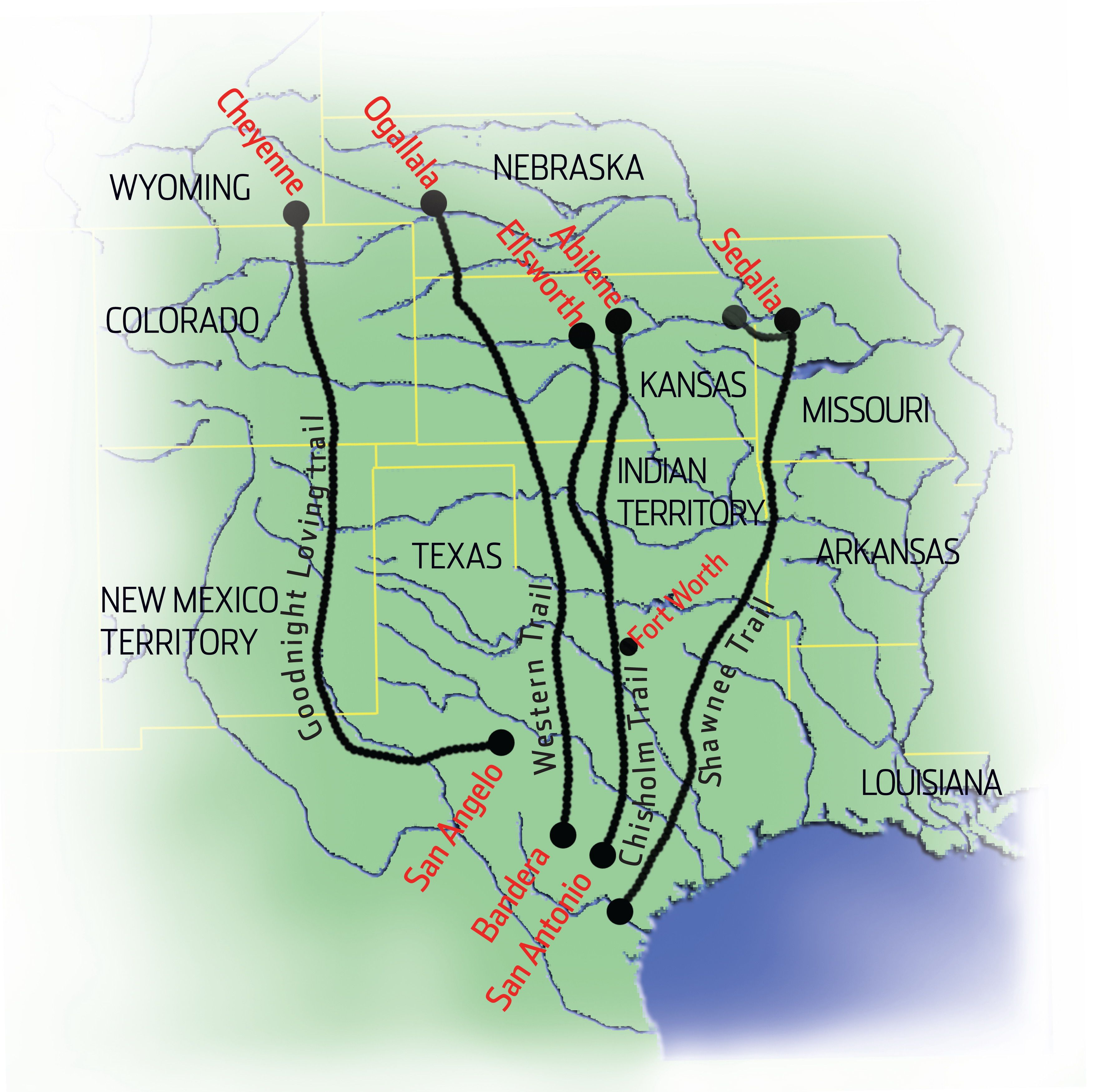 Cattle Drives Map | Cattle Drives | Cattle Drive, Teaching History - Texas Cattle Trails Map