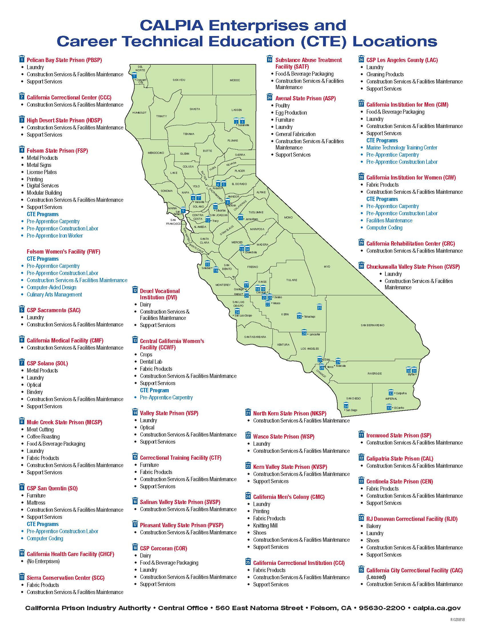 Cdcr Prison Map Fresh California State Prison Locations Map Simple - California Prison Locations Map