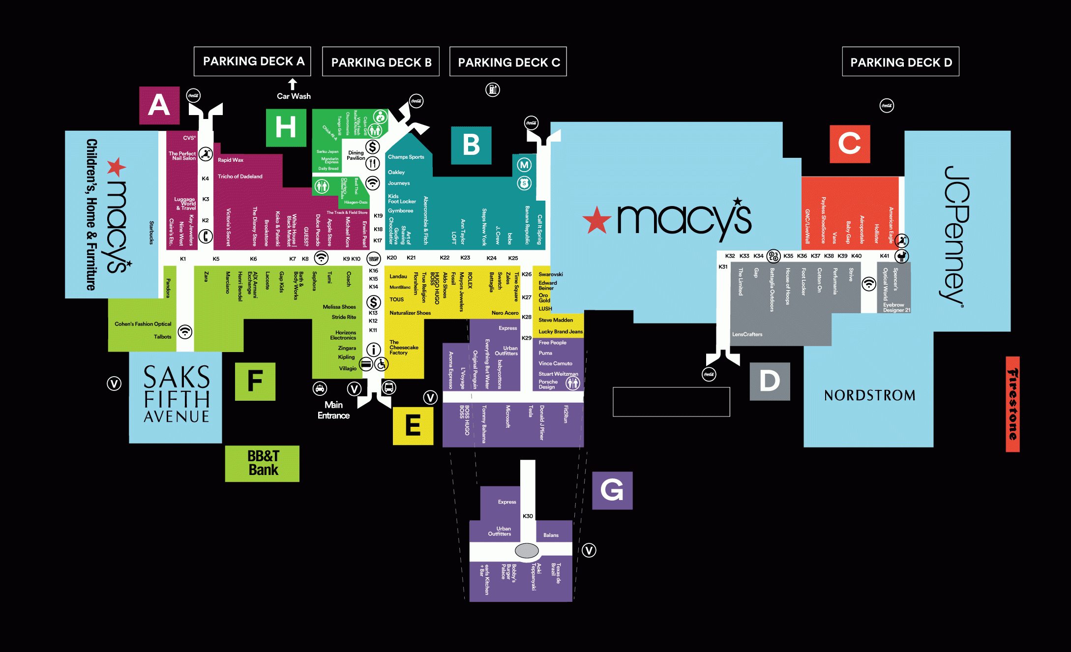 Center Map Of Dadeland Mall - A Shopping Center In Miami, Fl - A - Florida Mall Food Court Map