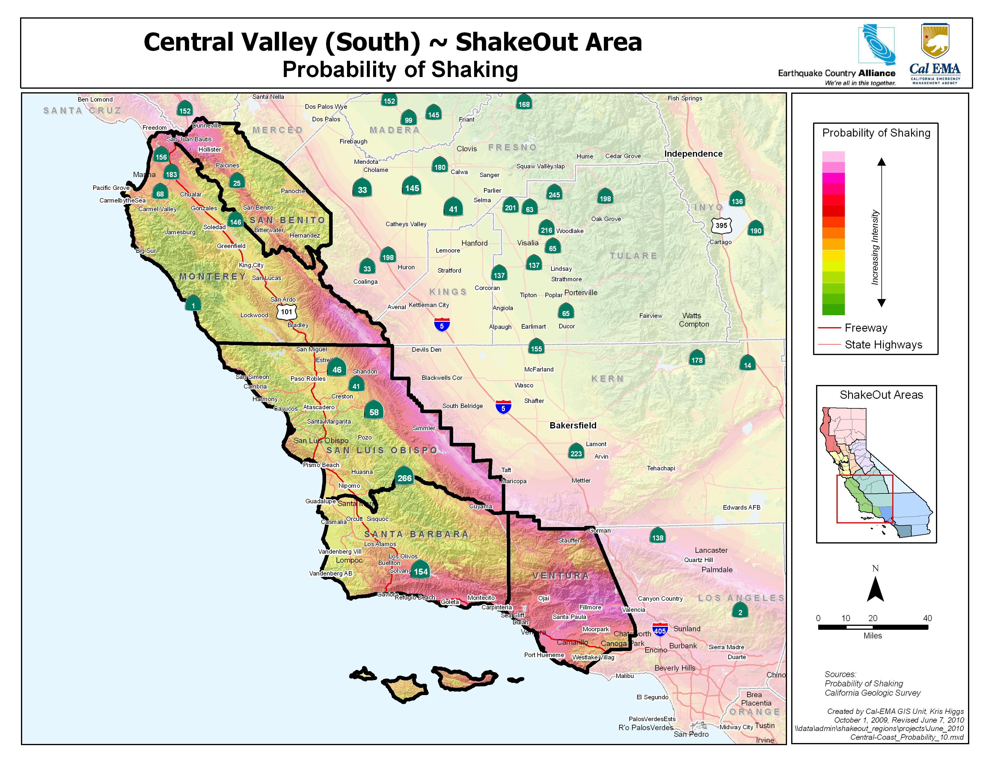 Centralcoast California Road Map Usgs Earthquake Map Northern - California Earthquake Map