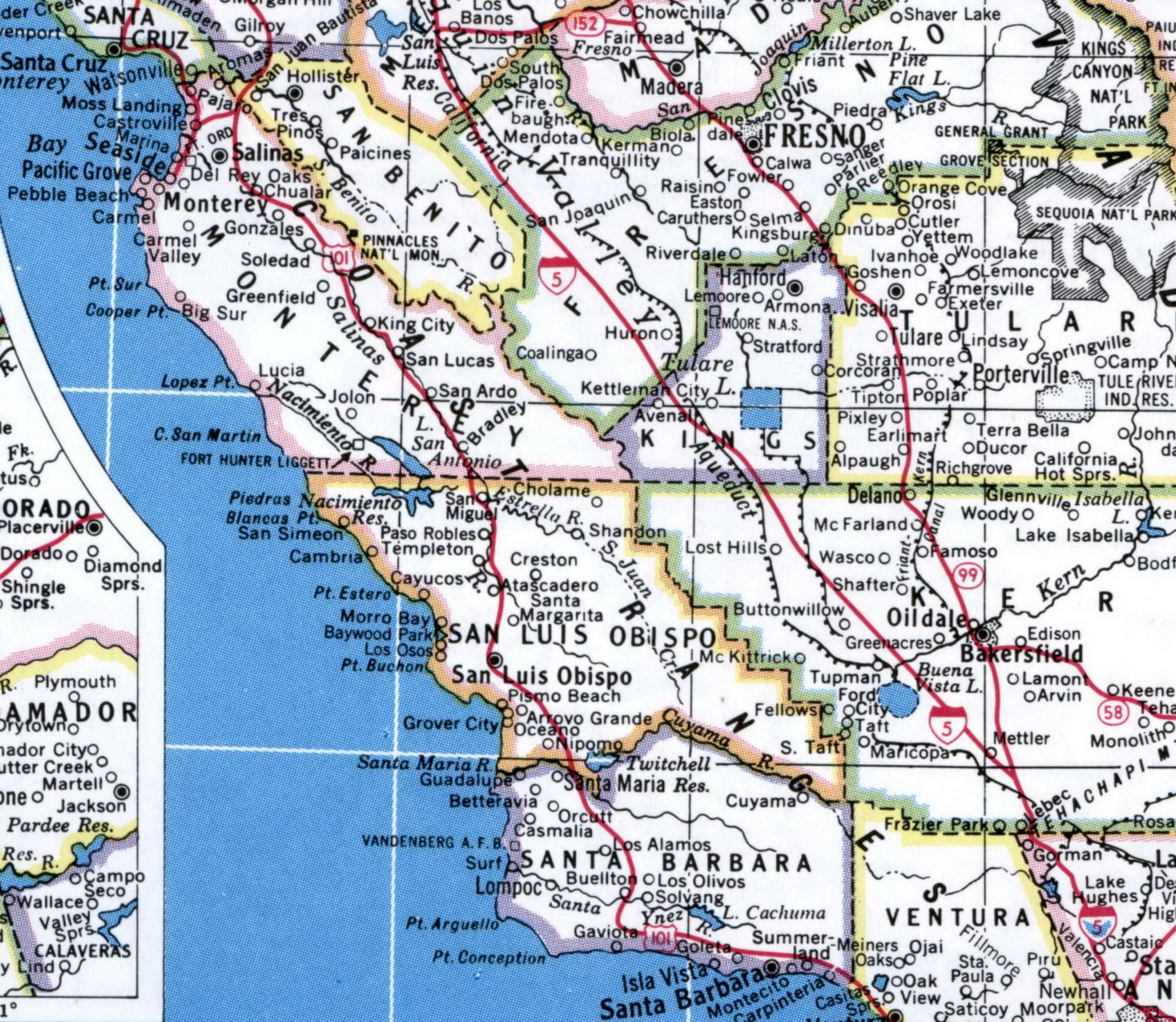 Centralcoastkoverviewmap Maps Of California Map Central California - Map Of Central California