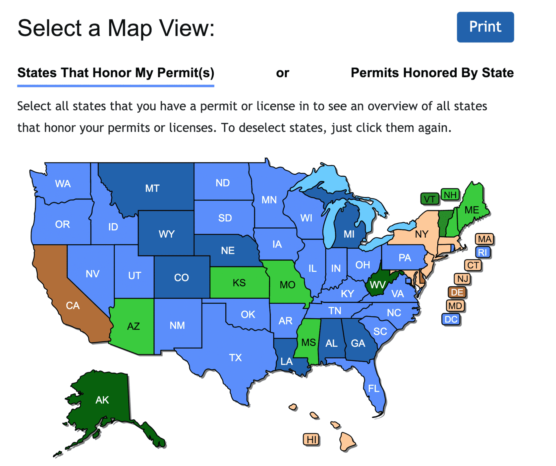 Florida Non Resident Ccw Reciprocity Map | Printable Maps