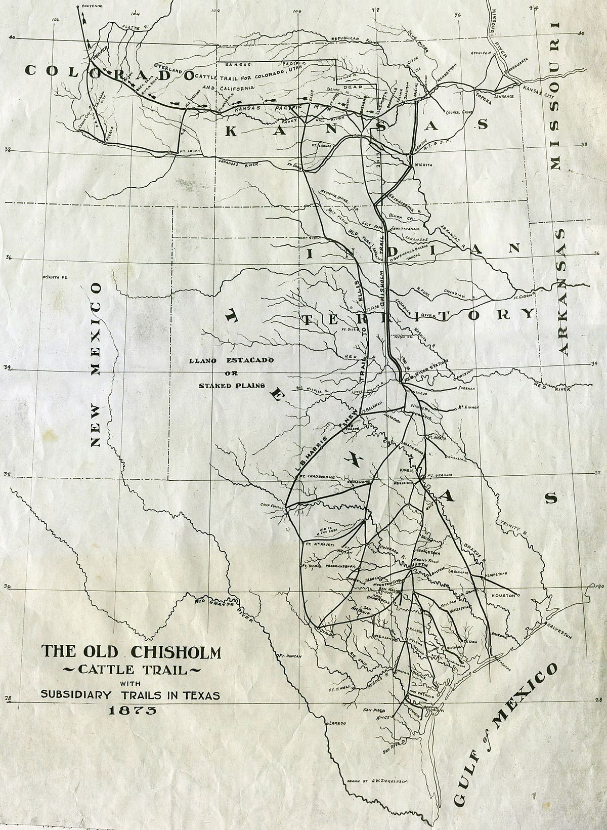 Chisholm Trail Wikipedia Texas Trails Maps Printable Maps