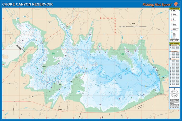 Choke Canyon Reservoir Fishing Map Texas Lake Maps Fishing 