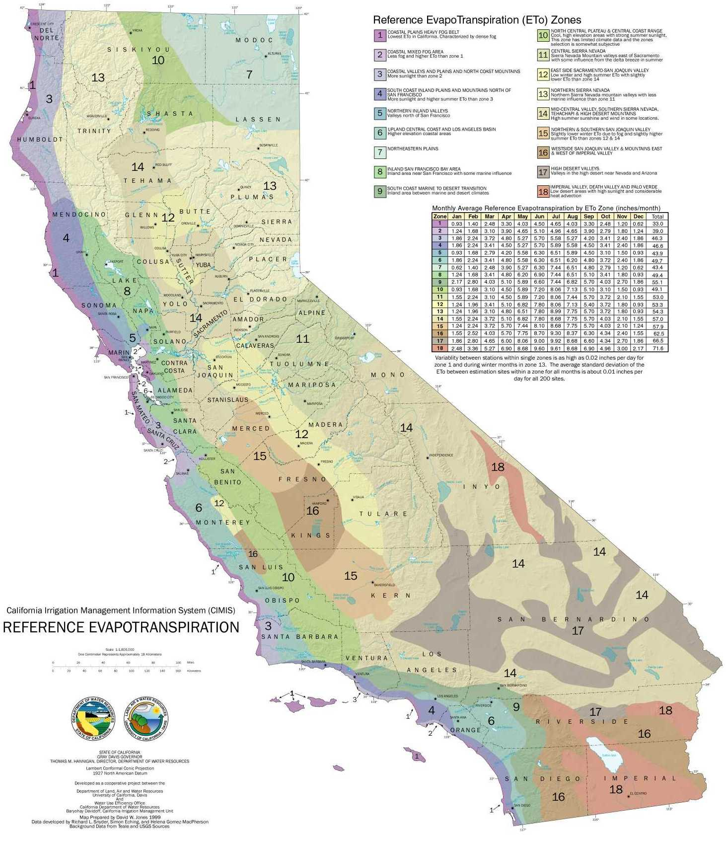 Cimis - Plant Zone Map California