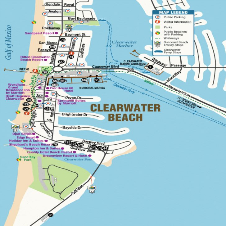 Clearwater Beach Florida Map Of Hotels