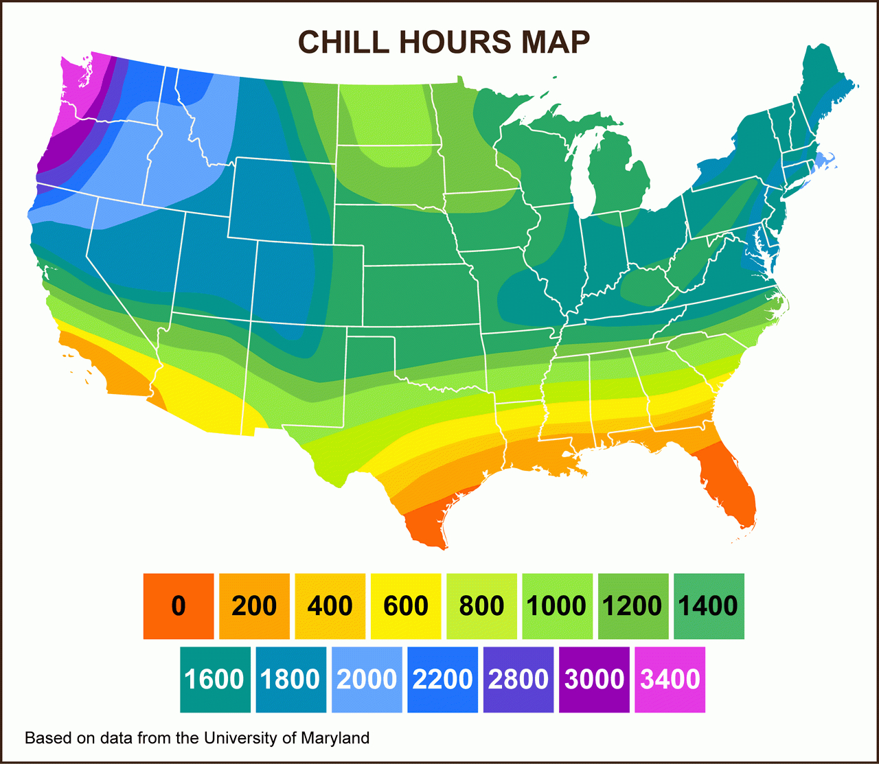 Climate Zones &amp;amp; Chill Hours » Planting &amp;amp; Care » Tomorrow&amp;#039;s Harvest - Chill Hours Map California