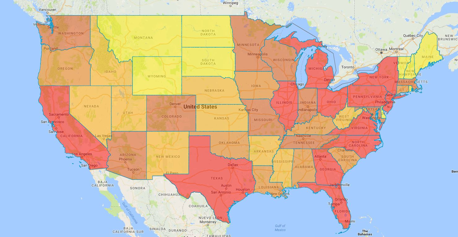 Color Code Your Heat Map With Espatial Mapping Software - California Heat Map