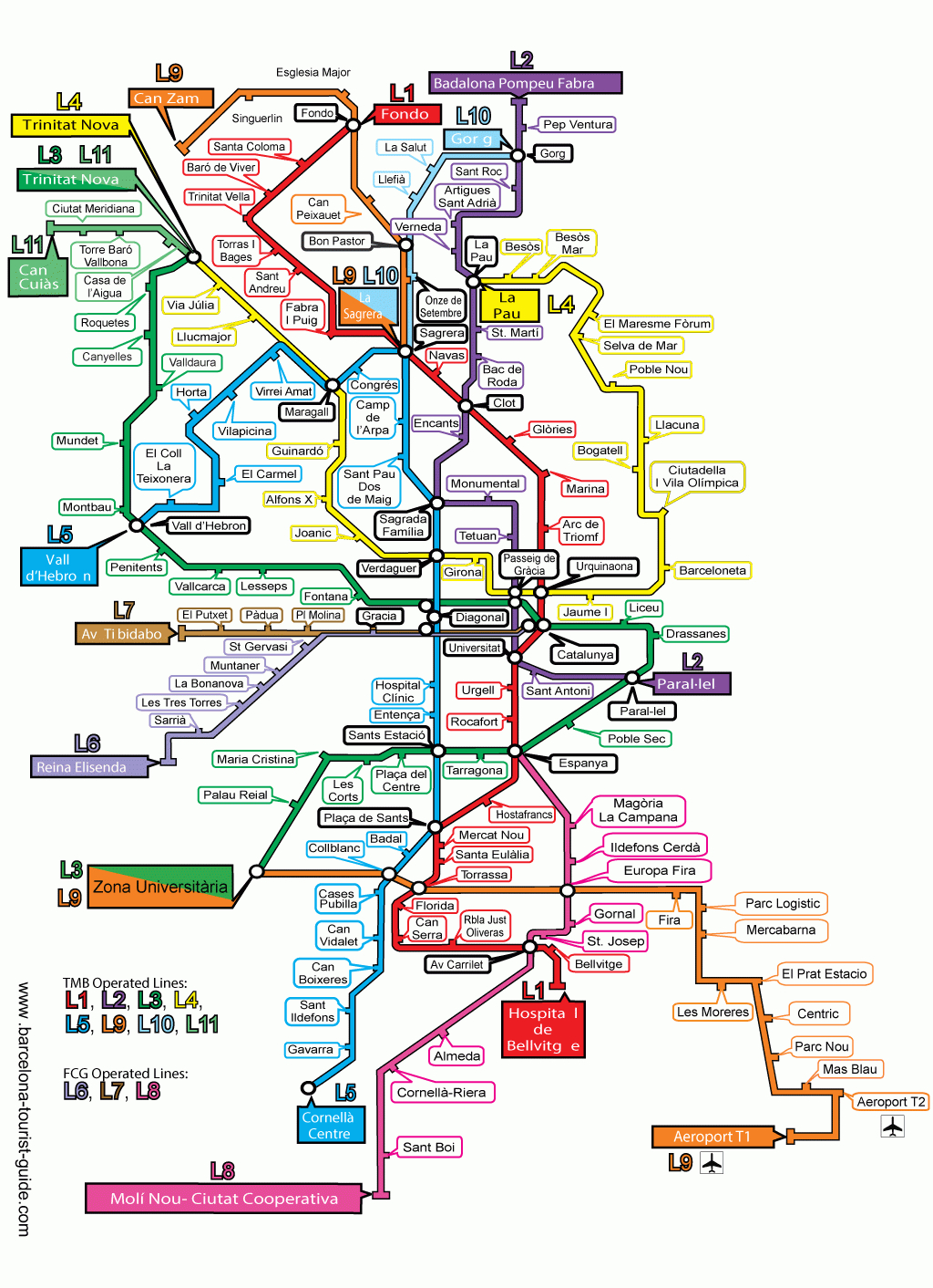 Colour Barcelona Metro Map In English|Download &amp;amp; Print Pdf - Printable Map Route Planner