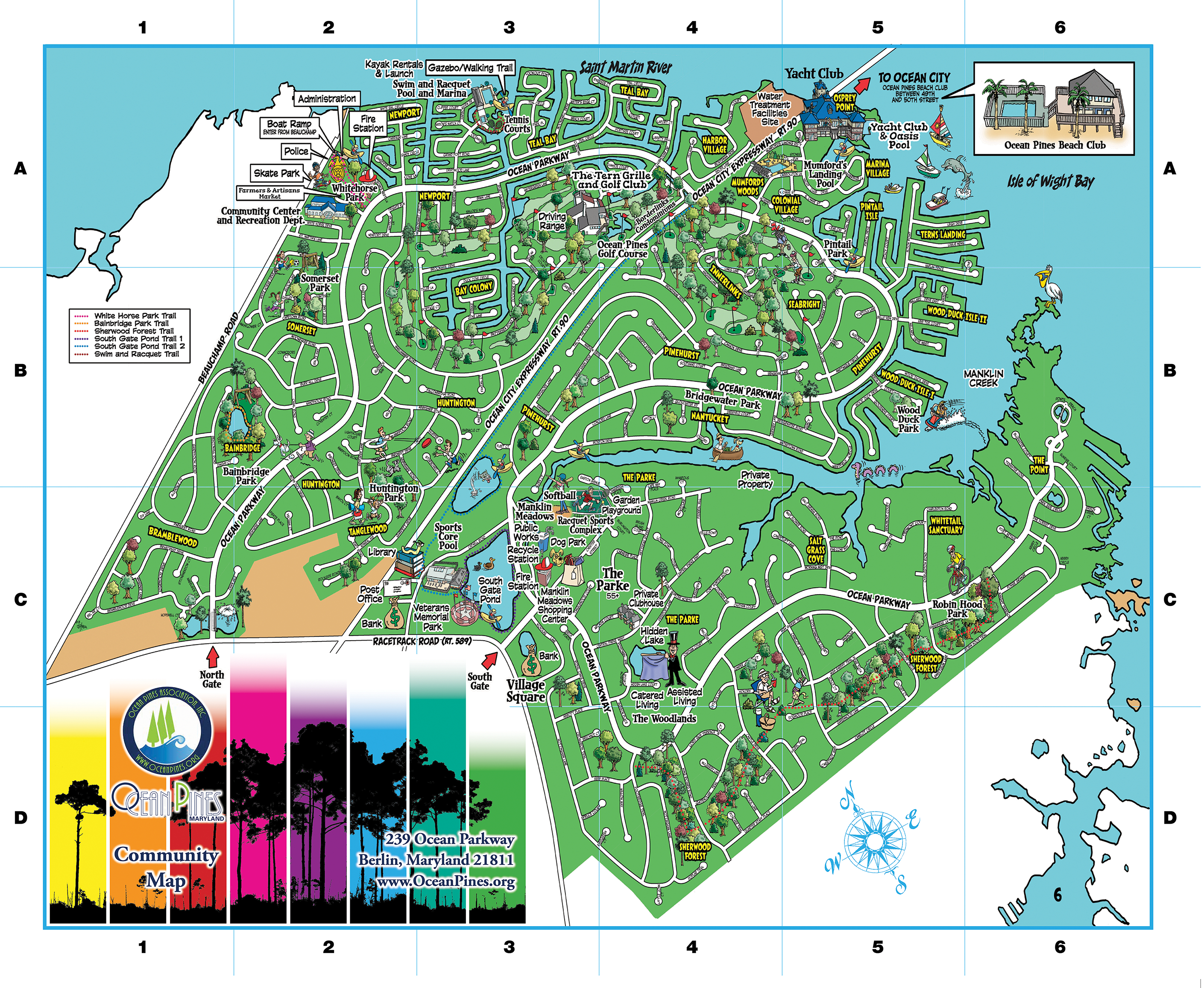 Community Map | Ocean Pines Association | Md - Printable Street Map Ocean City Nj