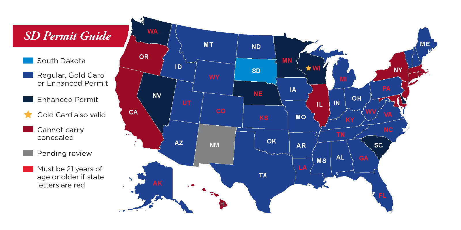 Concealed Pistol Permits: South Dakota Secretary Of State - Florida Concealed Carry Permit Reciprocity Map
