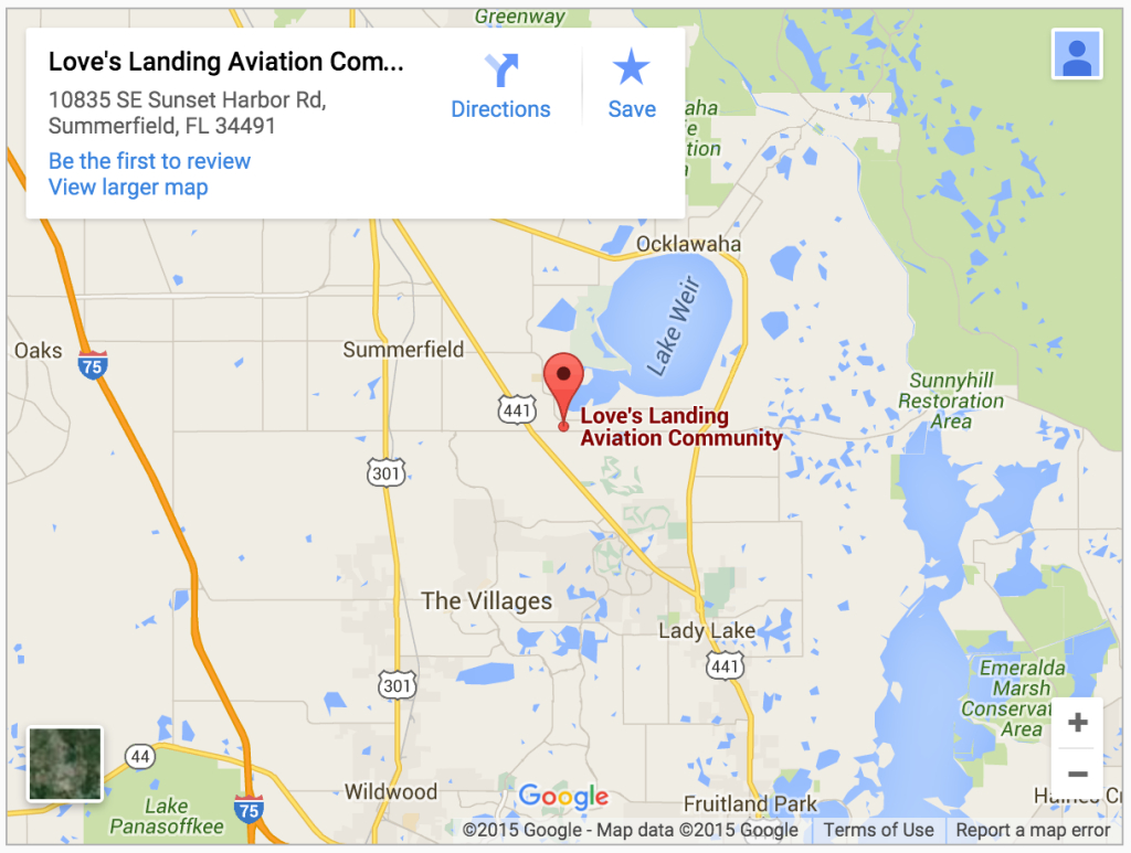 Contact Us | Love&amp;#039;s Landing - Gated Airpark Community In Weirsdale, Fl - Florida Airparks Map
