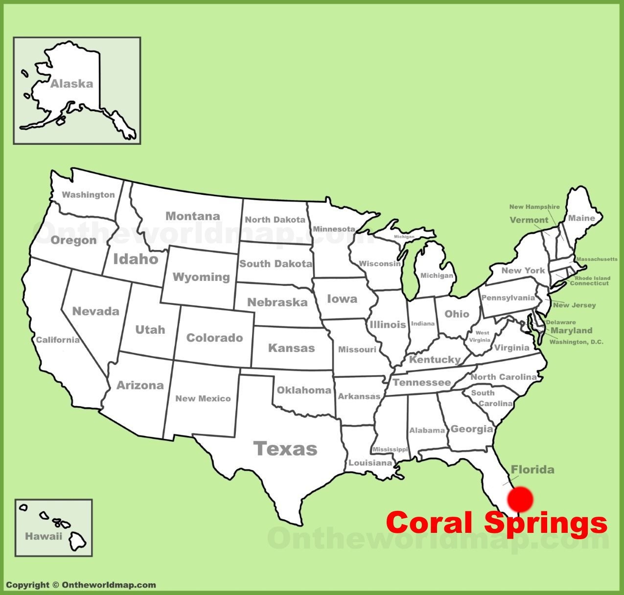 Coral Springs Location On The U.s. Map - Map Of Florida Showing Coral Springs