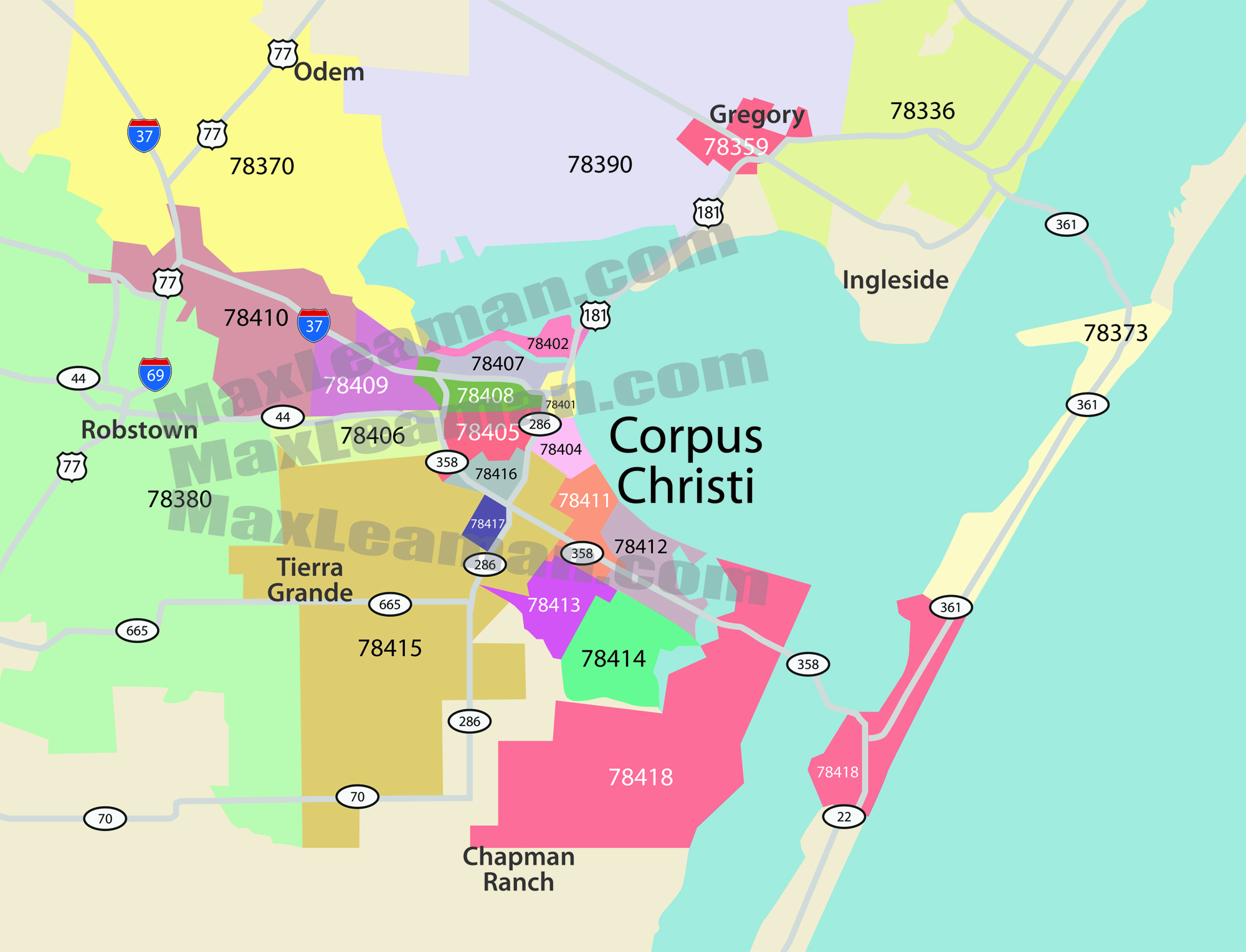 Corpus Christi Zip Code Map | Mortgage Resources - City Map Of Corpus Christi Texas