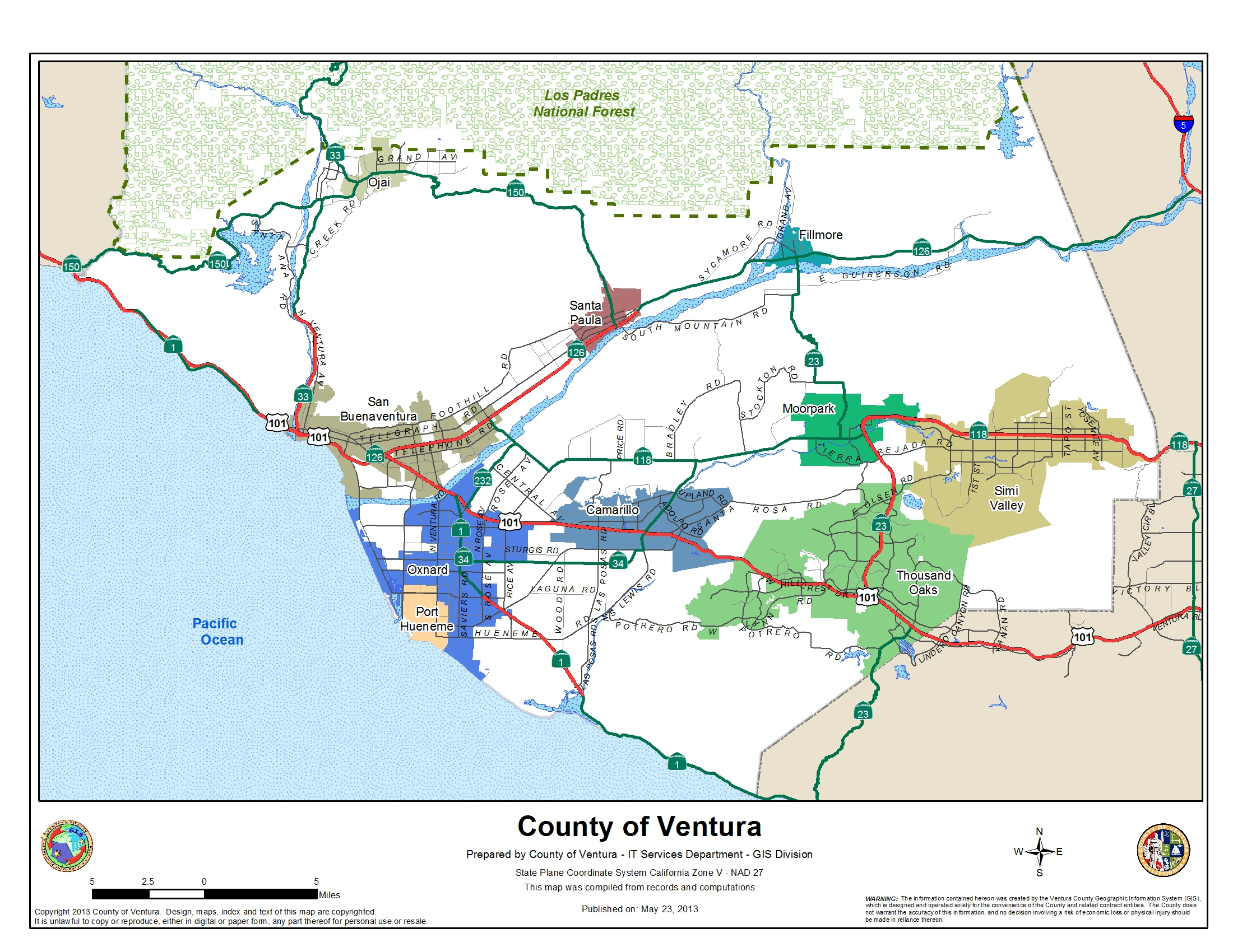 County Of Ventura Downloadable Maps Within California Map Maps With - Ventura California Map