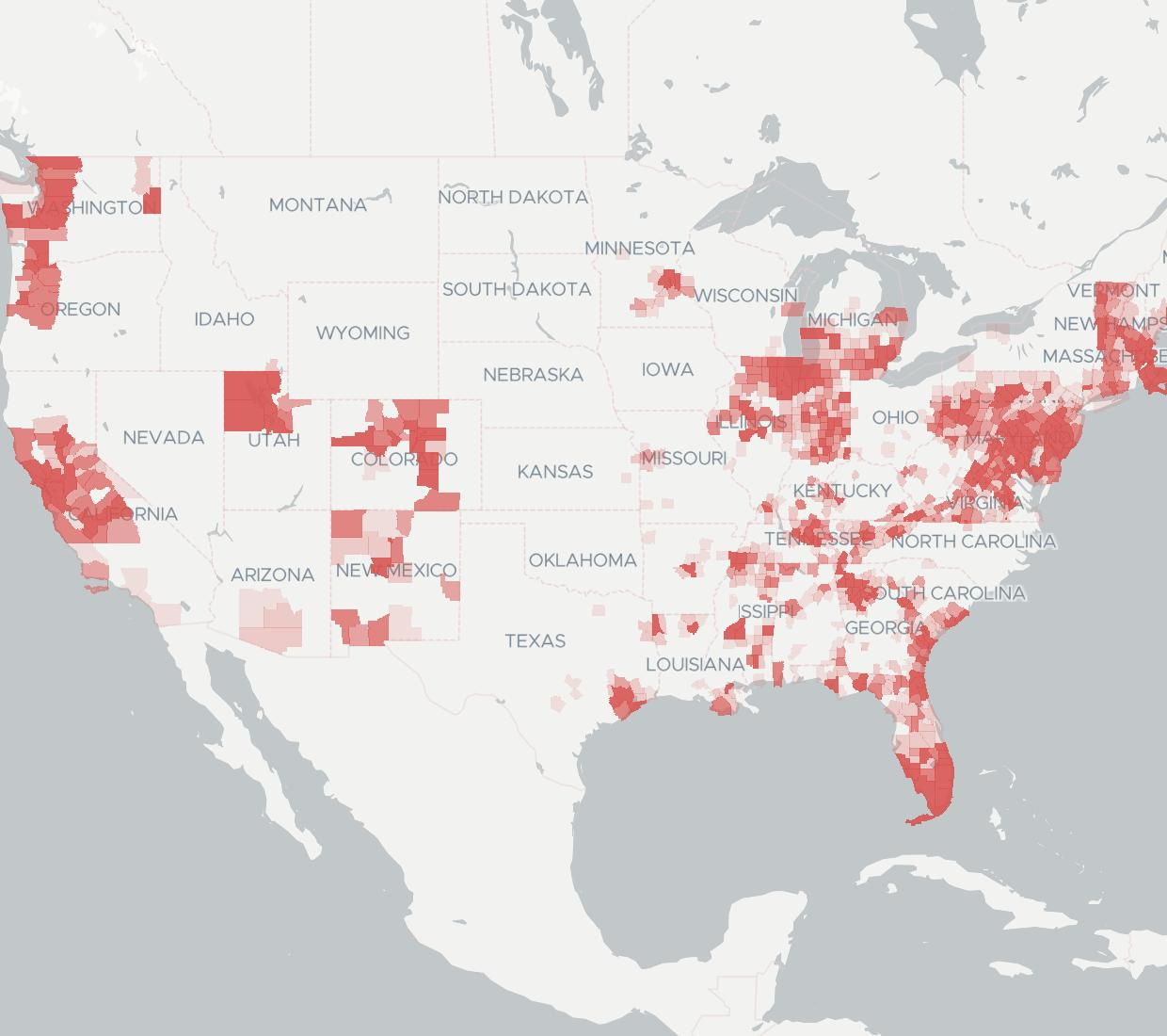 Coverage &amp;amp; Availability Map | Broadbandnow - Comcast Coverage Map California