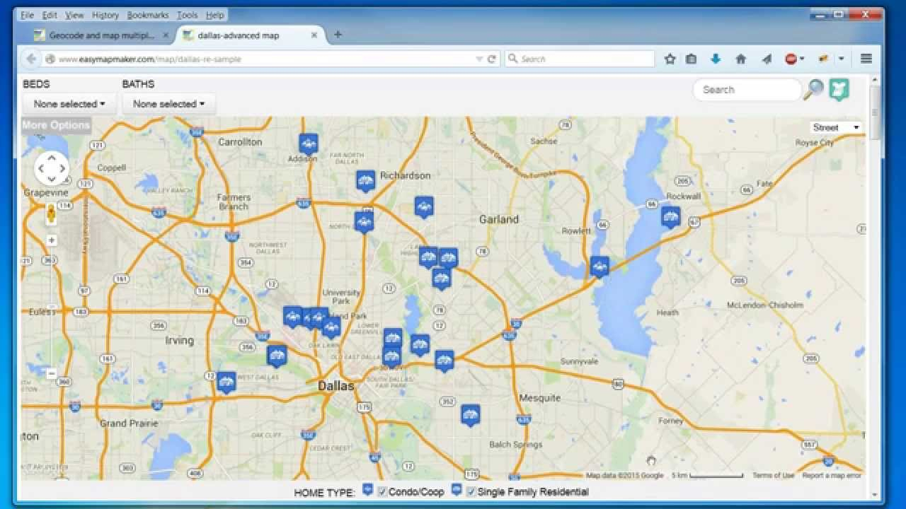 Create A Map: Easily Map Multiple Locations From Excel Data - Google Maps Dallas Texas Usa