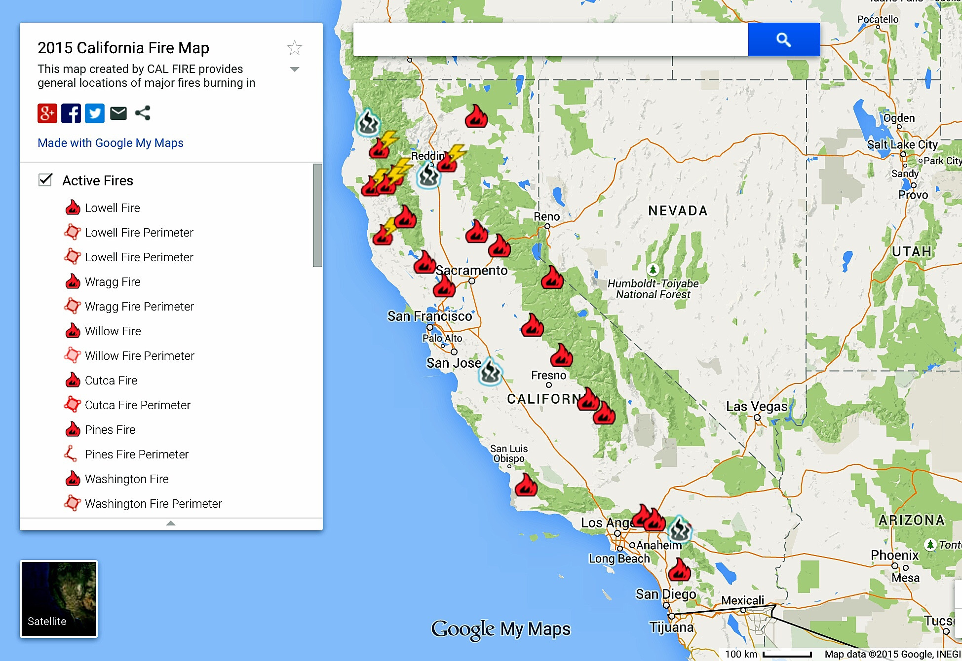 map of california fires