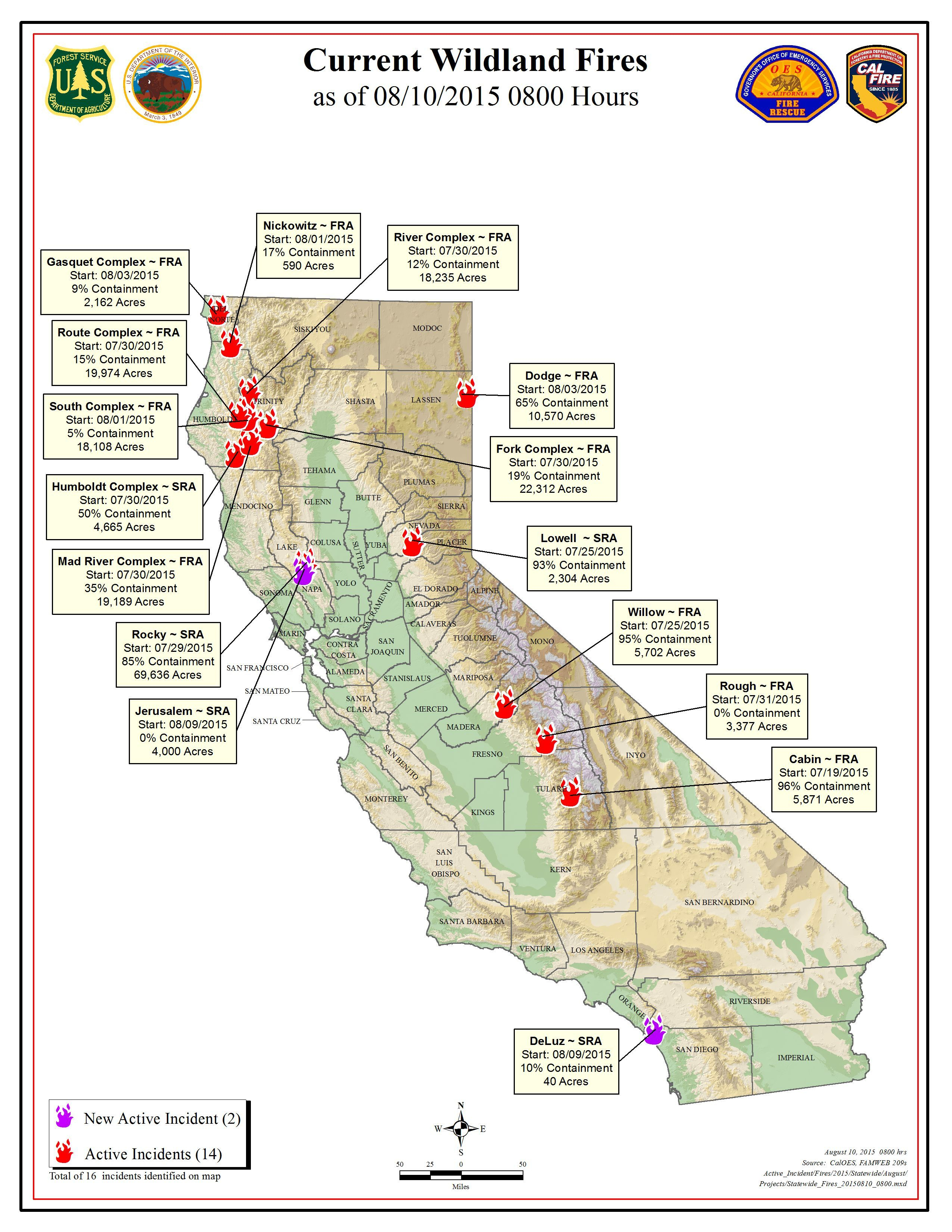 Current Fire Map - Kibs/kbov Radio - California Forest Fire Map