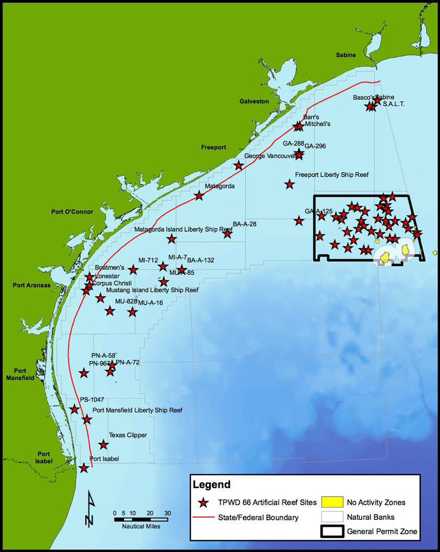 Current Projects - Latest News - Artificial Reef Program - Tpwd - Texas Oil Rig Fishing Map