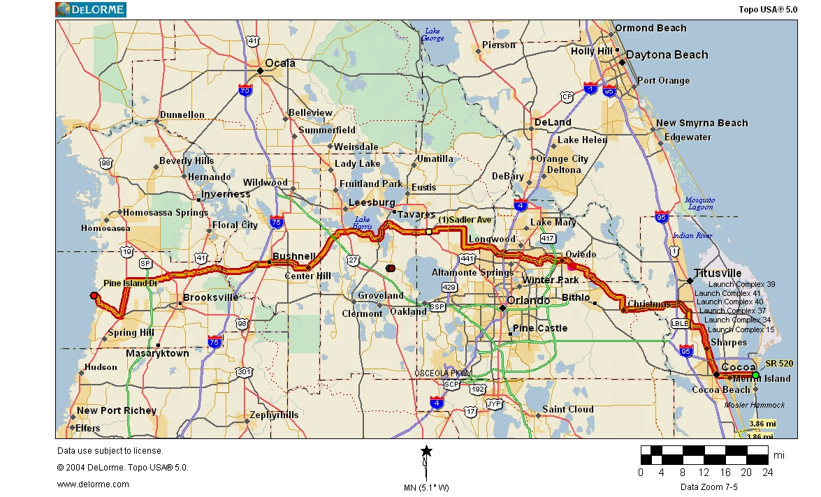 Cycling Routes Crossing Florida - Florida Bicycle Trails Map