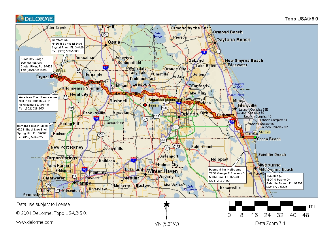 Cycling Routes Crossing Florida - Where Is Cocoa Beach Florida On The Map