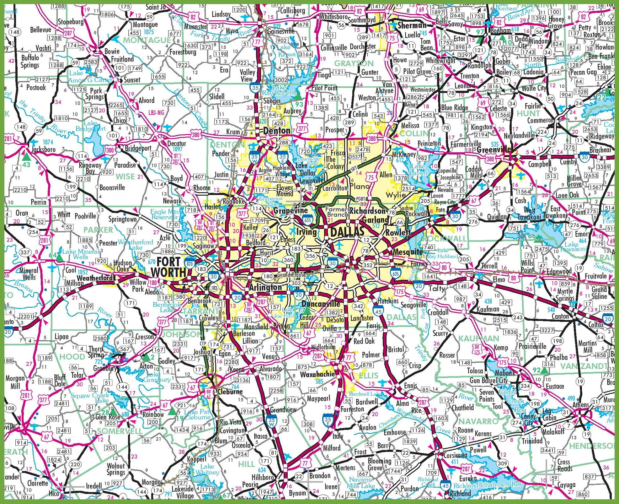 Dallas Area Road Map - Dallas Map Of Texas