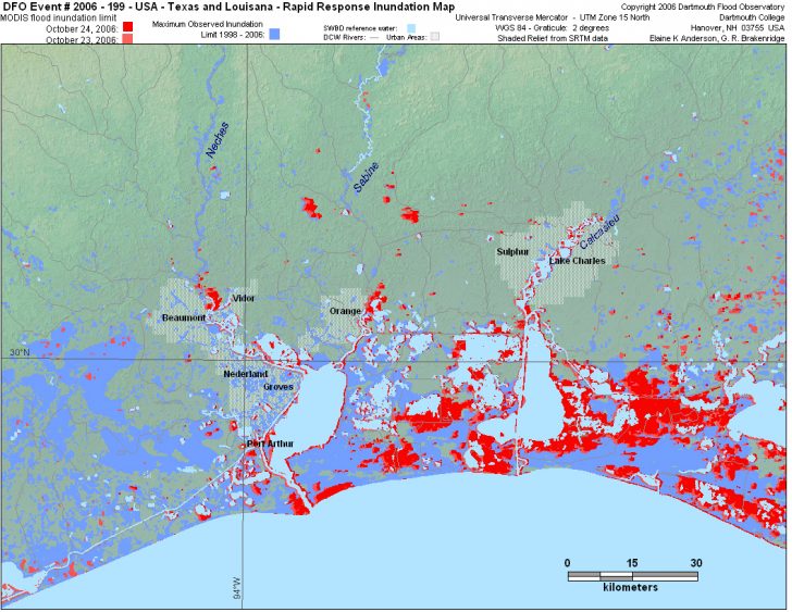 Dartmouth Flood Observatory - Orange County Texas Flood Zone Map ...