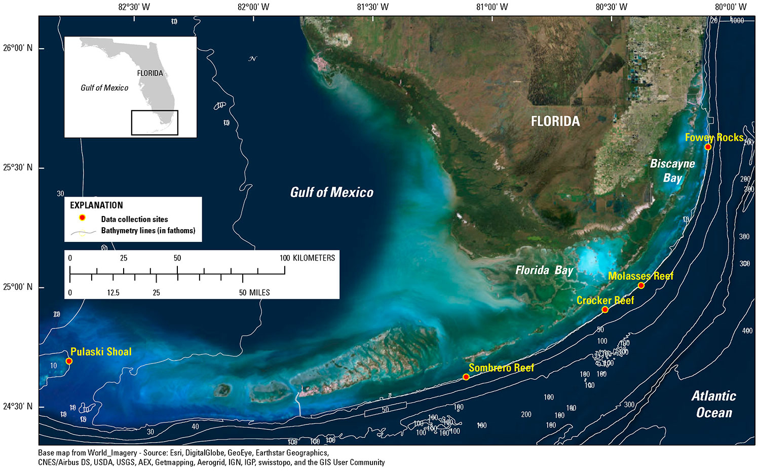 Data Release - Underwater Temperature On Off-Shore Coral Reefs Of - Coral Reefs In Florida Map