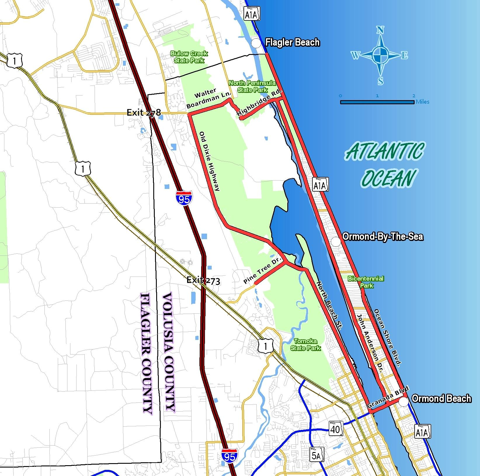 Daytona Beach Map From Ormondscenicloopandtrail 5 - Ameliabd - Map Of Daytona Beach Florida