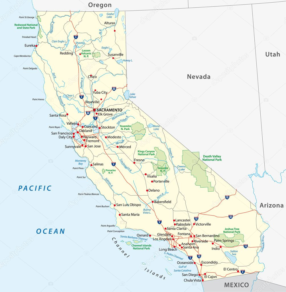 Depositphotos Stock Illustration California Road Map Google Map Of - Santa Maria California Map