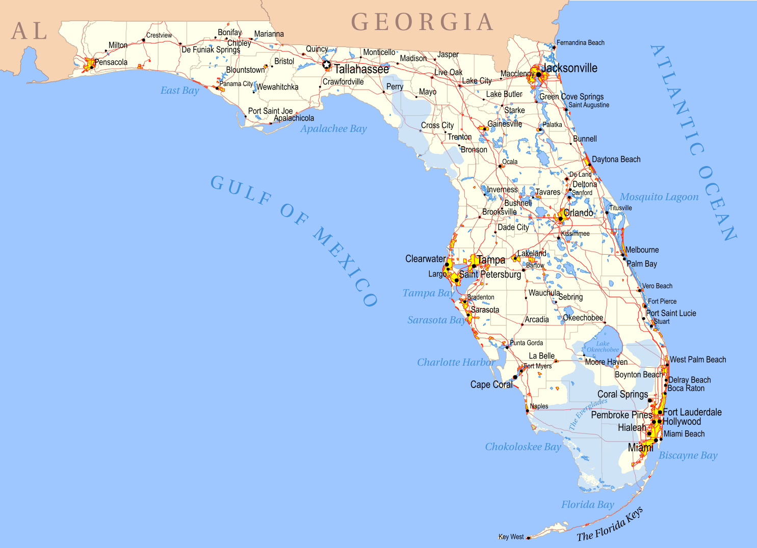 Detailed Map Of Florida State Printable Maps Florida State Map - Boca Delray Florida Map