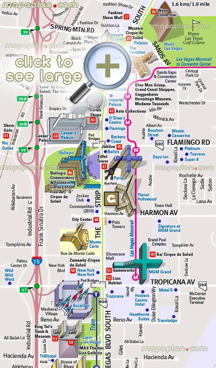 Detailed Road Street Names Plan Favourite Points Interest Boulevard - Printable Las Vegas Strip Map 2017