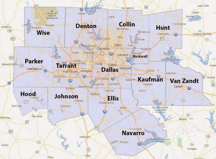 Dfw County Map - Fort Worth County Map (Texas - Usa) - Fort Worth Texas ...