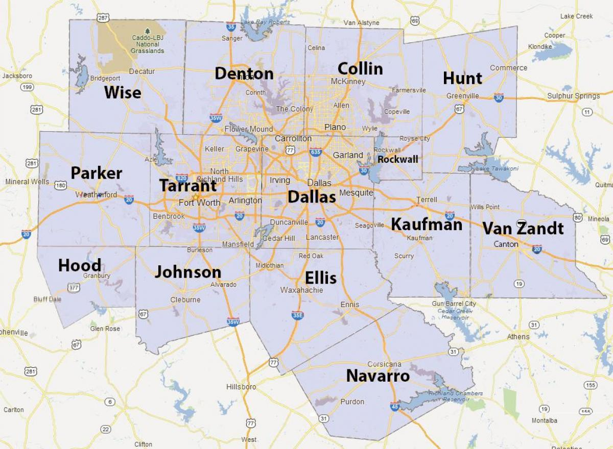 Dfw County Map - Fort Worth County Map (Texas - Usa) - Fort Worth Texas Map