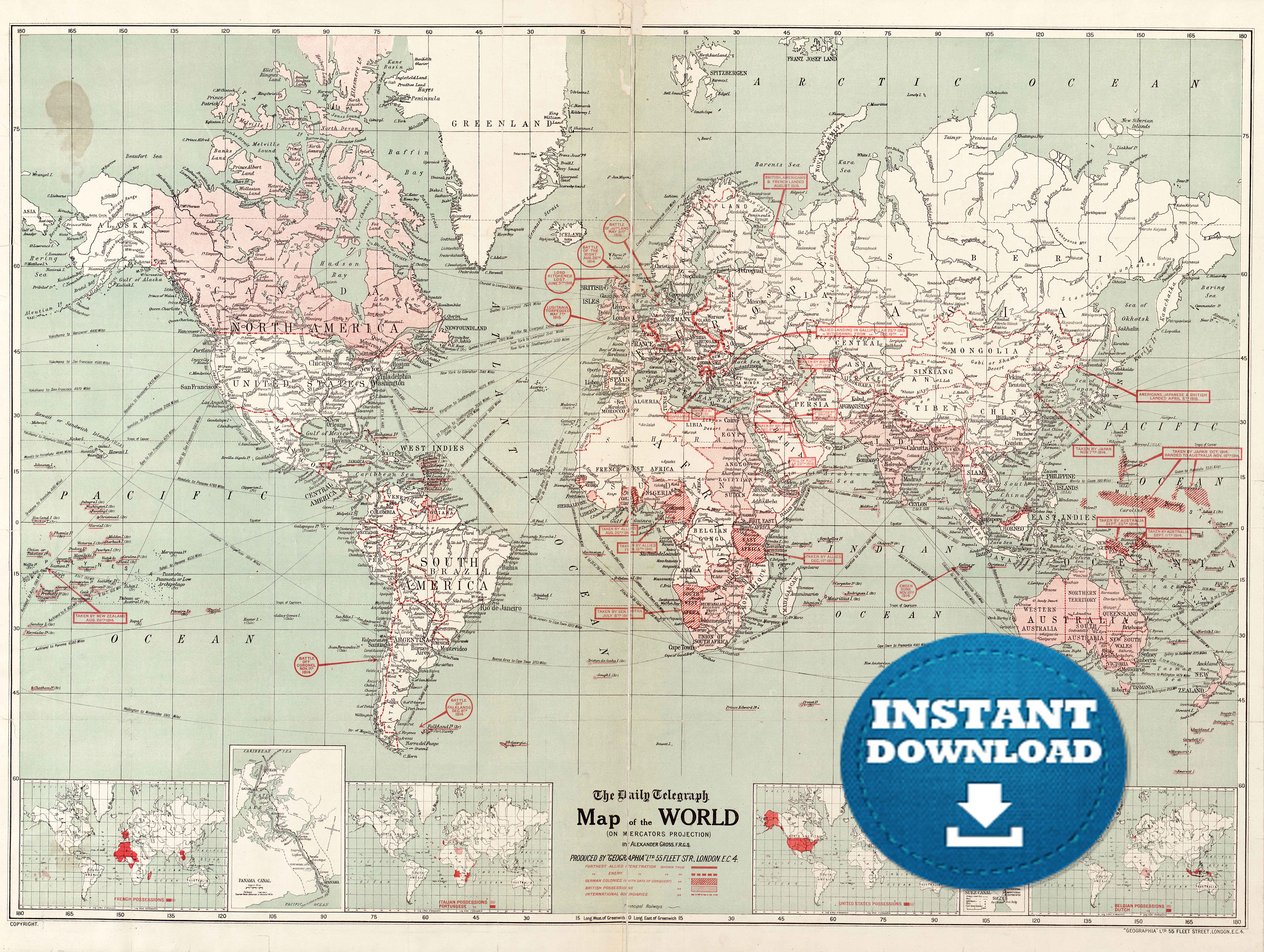 Digital Old World Map Printable Download. Vintage World Map. | Etsy - Vintage World Map Printable