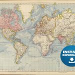 Digital Old World Map Printable Download. Vintage World Map   Vintage World Map Printable