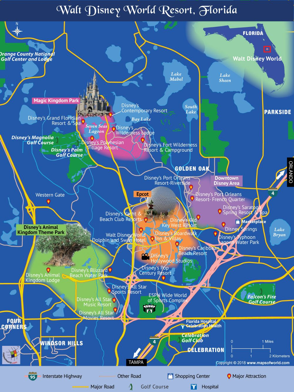 Disney World Map | Travel In 2019 | Disney, Disney World Map, Walt - Disney Florida Map